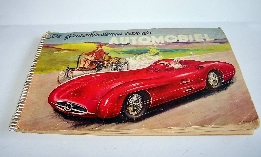 Vintage plaatjesalbum- De geschiedenis van de Automobiel., Boeken, Ophalen of Verzenden, Gelezen, Plaatjesalbum