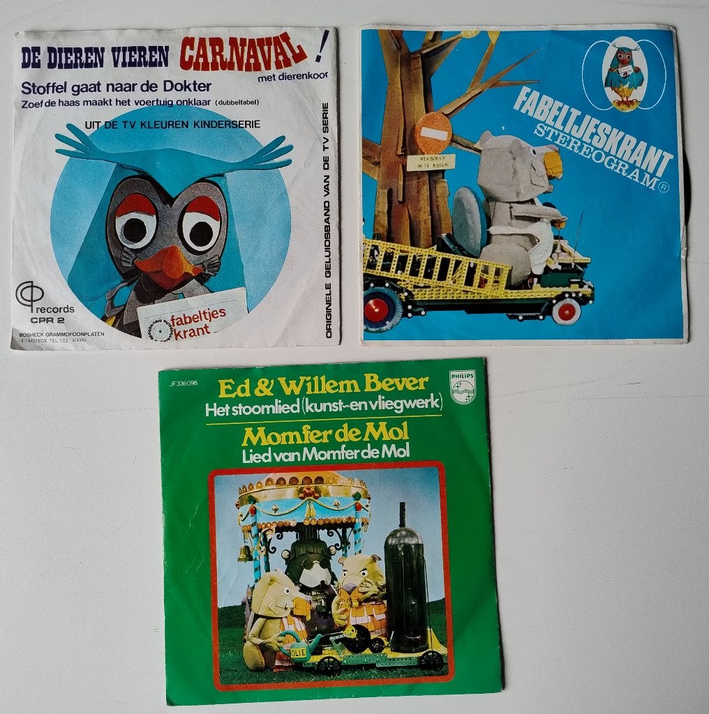 3x Singletjes 45 toeren van DE FABELTJESKRANT Bieden, Gebruikt, 7 inch, Ophalen of Verzenden, Overige typen