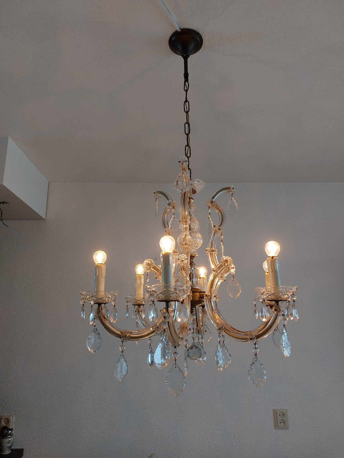 Vintage Kristallen Kroonluchter - Elegante Verlichting, Ophalen, Gebruikt, Glas, Vintage, Klassiek, Kristal