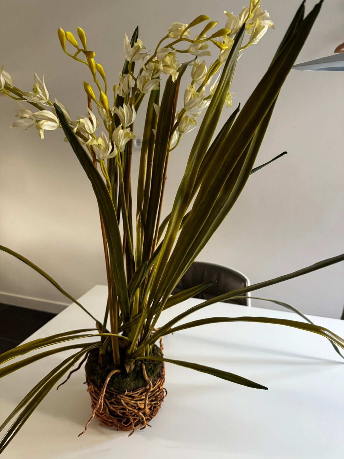 Sia kunst orchidee wit, Huis en Inrichting, Binnen, Kunstplant, 90 cm, Zijde
