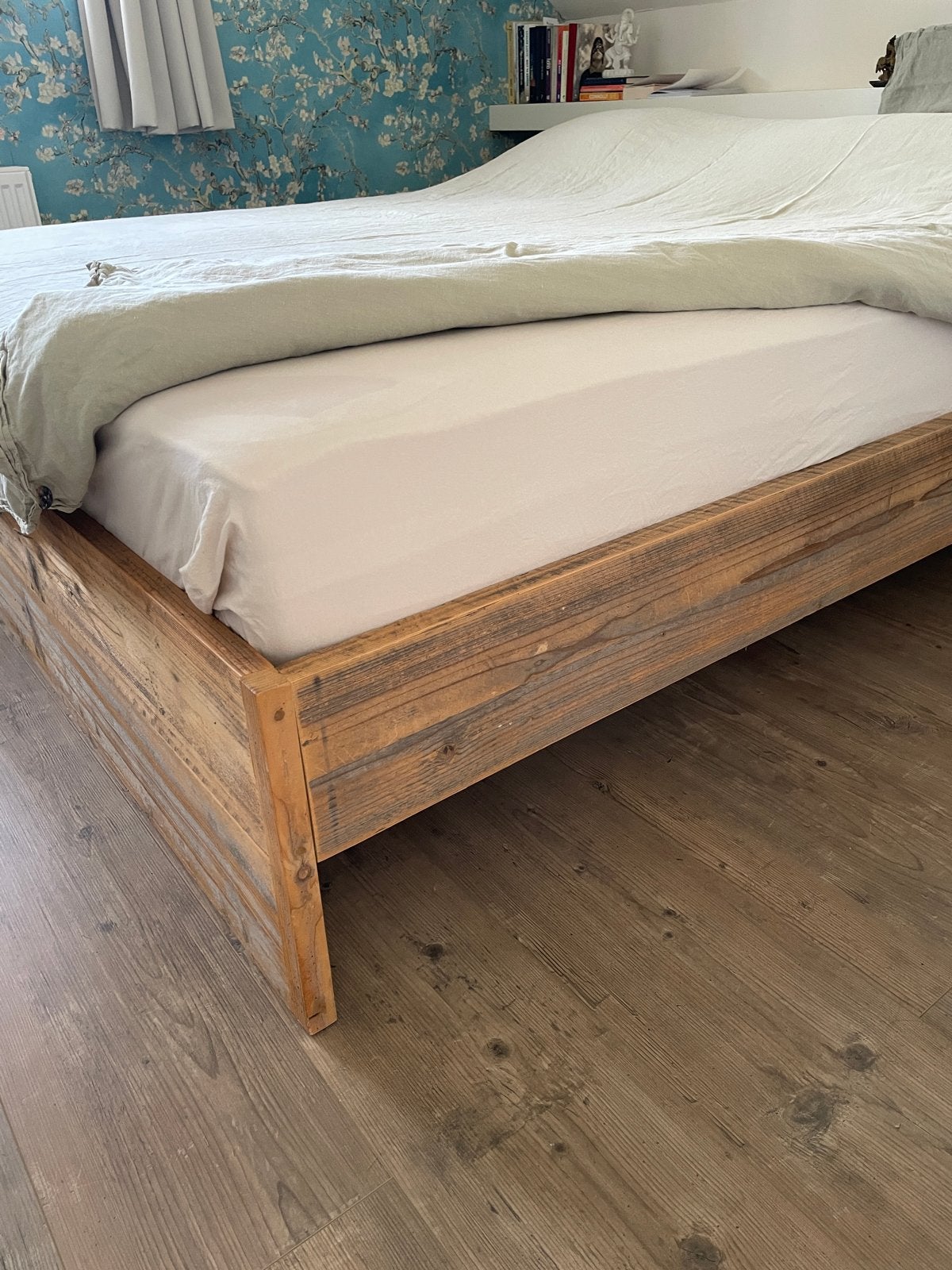 Tweepersoonsbed van steigerhout - 180x200 cm, Ophalen, Gebruikt, Bruin, Steigerhout
