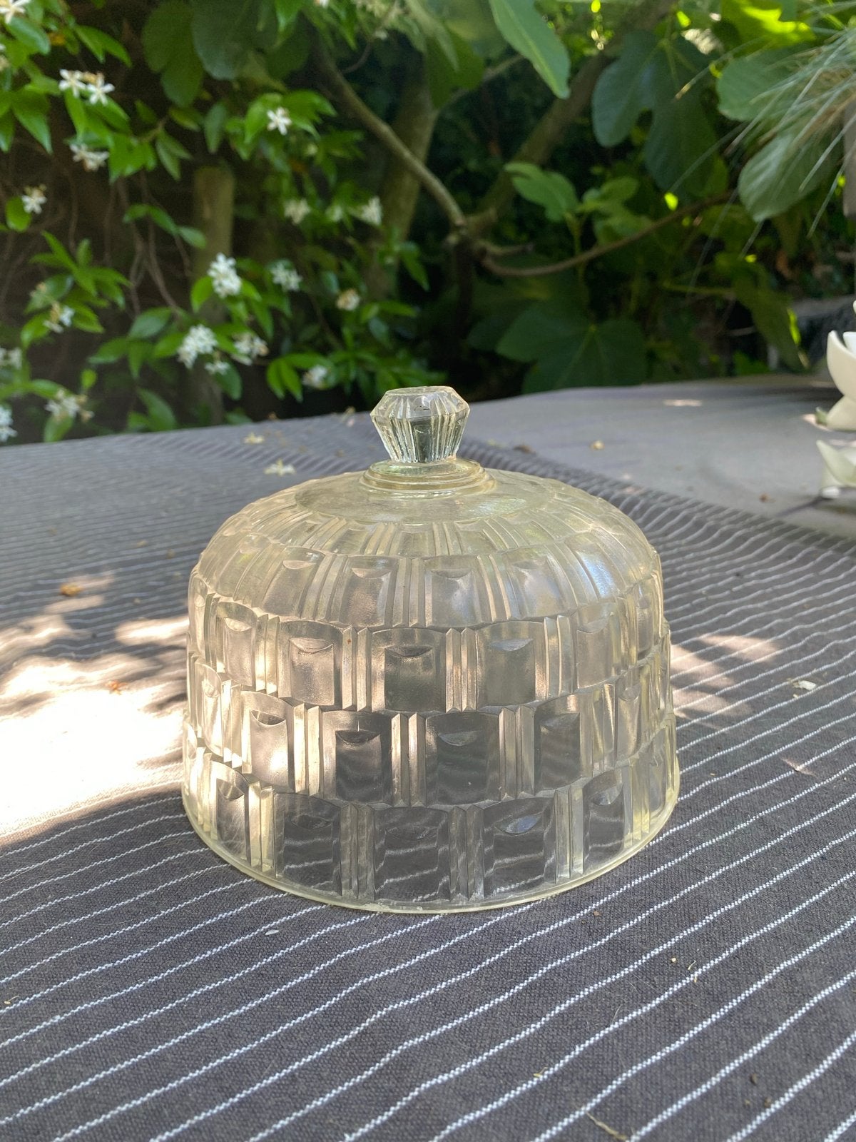Glazen stolp met patroon, Glas, Ophalen of Verzenden, Gebruikt
