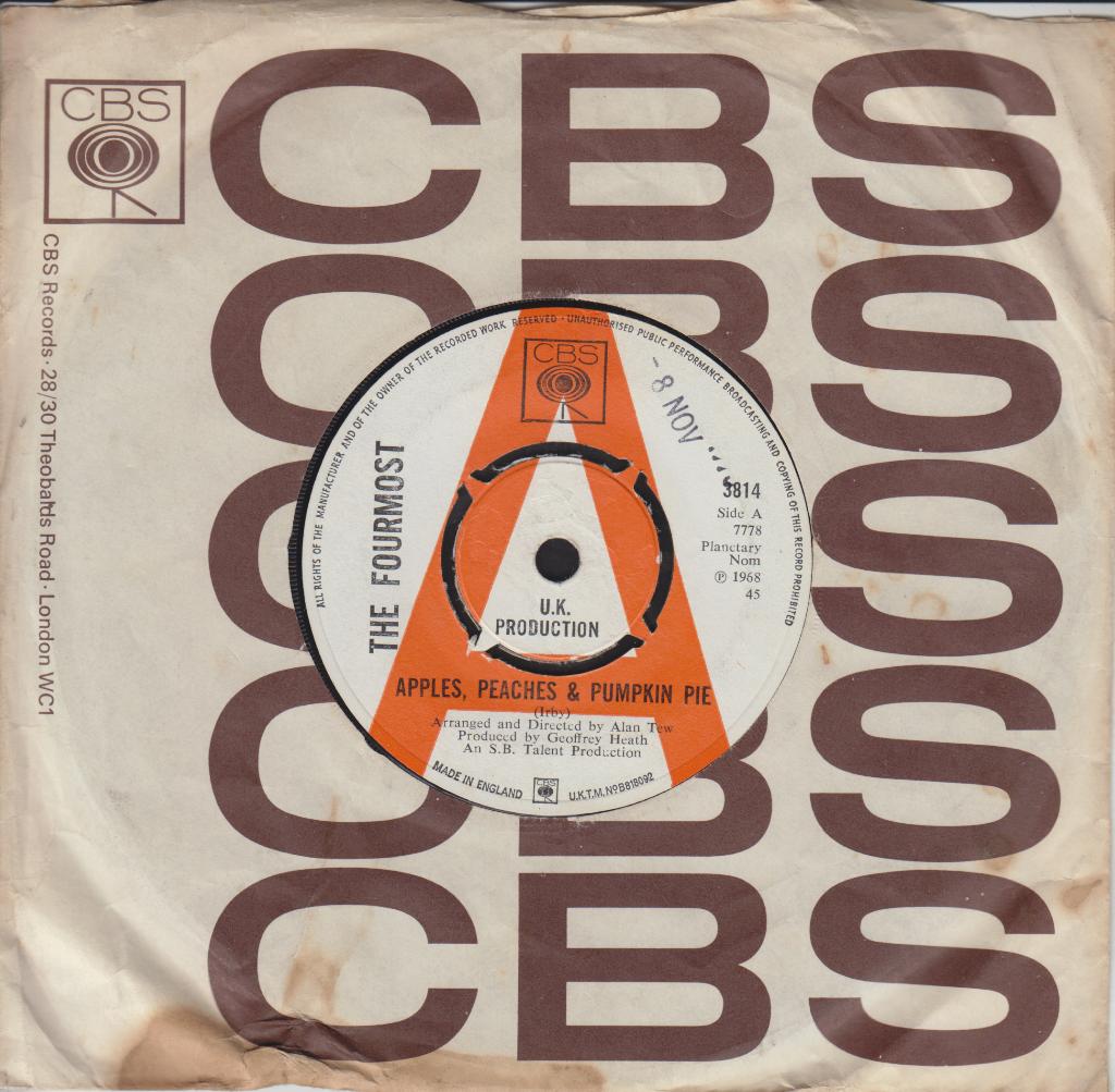 THE FOURMOST - Apples, Peaches & Pumpkin Pie, Gebruikt, Originele persing, 7 inch, Single