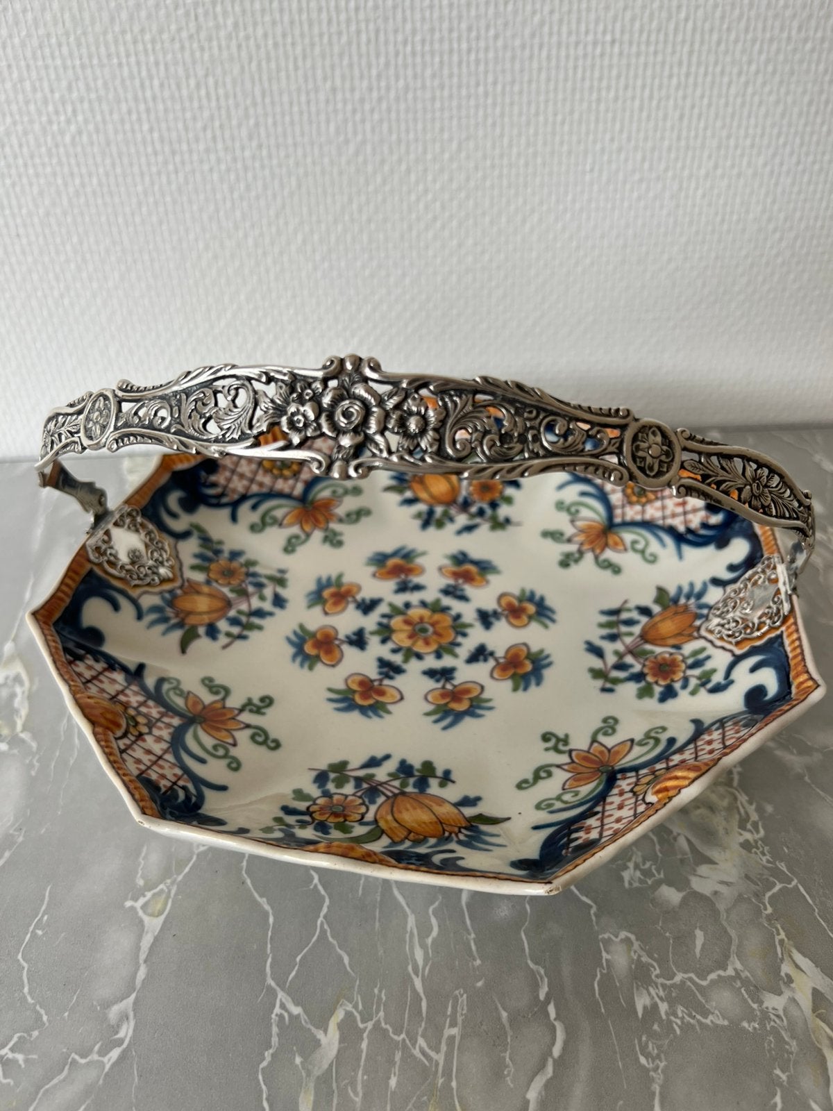 Schaal met zilveren hengsel, Ophalen of Verzenden