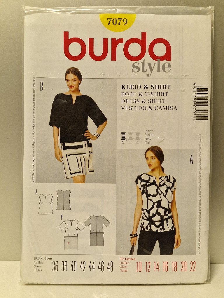 Burda Style 7079 Naaipatroon Jurk & Shirt 36-48, Hobby en Vrije tijd, Kledingpatronen, Ophalen of Verzenden, Nieuw, Vrouw, Burda