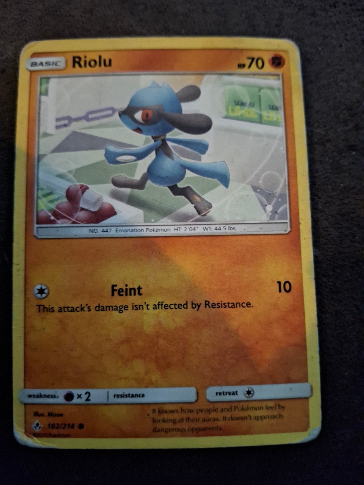Pokémon Kaart Riolu - Gebruikt, Ophalen of Verzenden, Gebruikt, Losse kaart