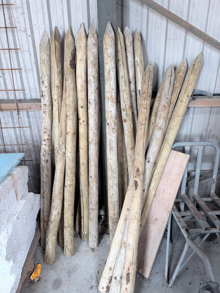 Houten palen met punt - Diverse lengtes en diktes, Overige typen, Zo goed als nieuw, 50 mm of meer, Ophalen