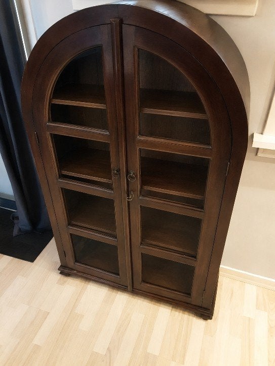 Gebogen houten vitrinekast, Huis en Inrichting, Kasten | Vitrinekasten, Ophalen, Gebruikt, 25 tot 50 cm, 50 tot 100 cm