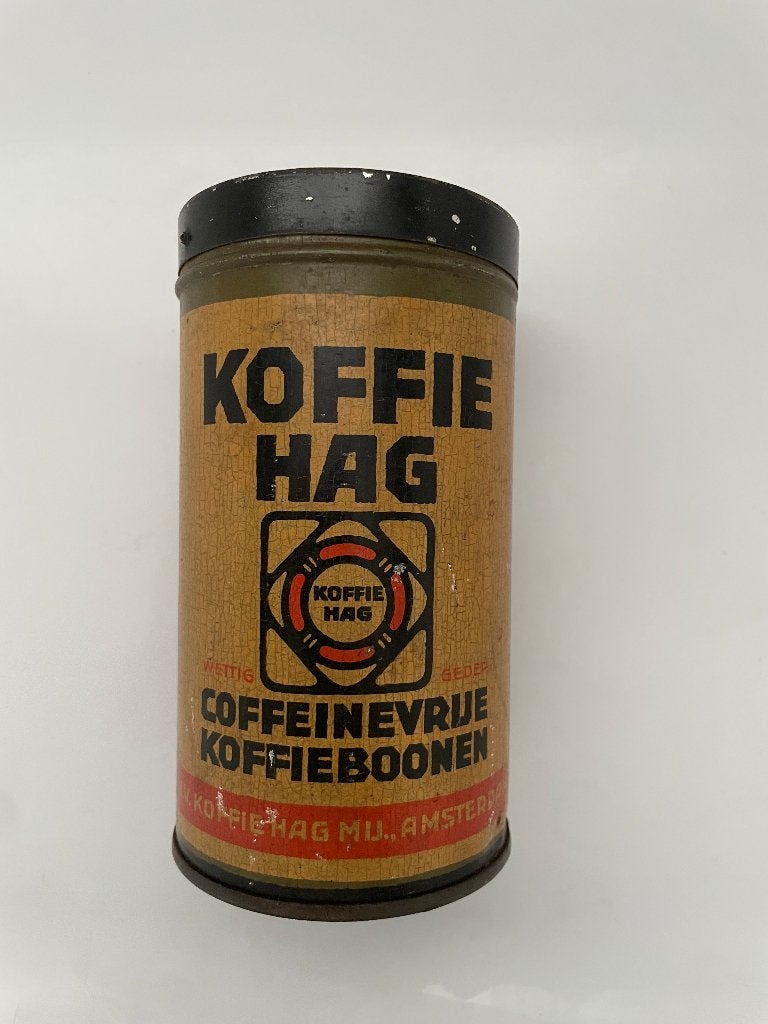 Vintage Koffie Hag blik - Cafeïnevrije Koffiebonen, Verzamelen, Ophalen of Verzenden, Gebruikt, Koffie, Overige merken