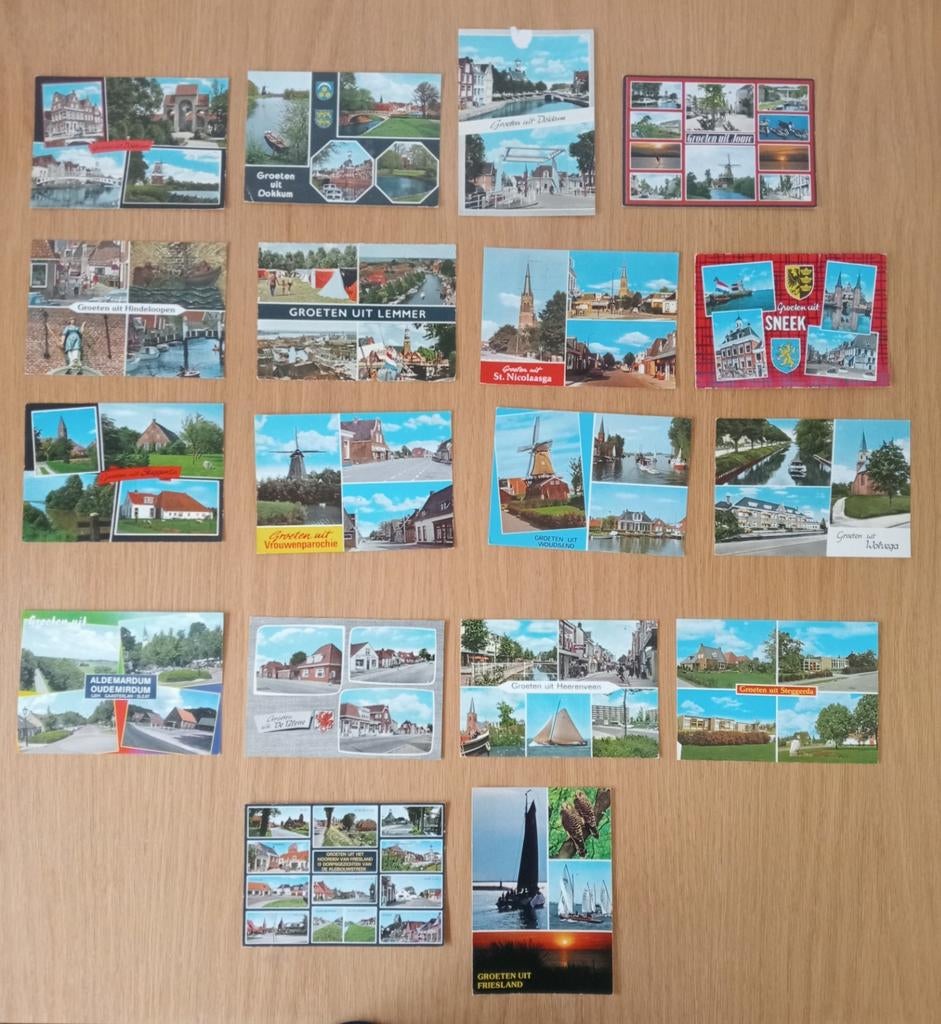 18 ansichtkaarten met de groeten uit Friesland, Ophalen of Verzenden, 1960 tot 1980, Gelopen, Friesland