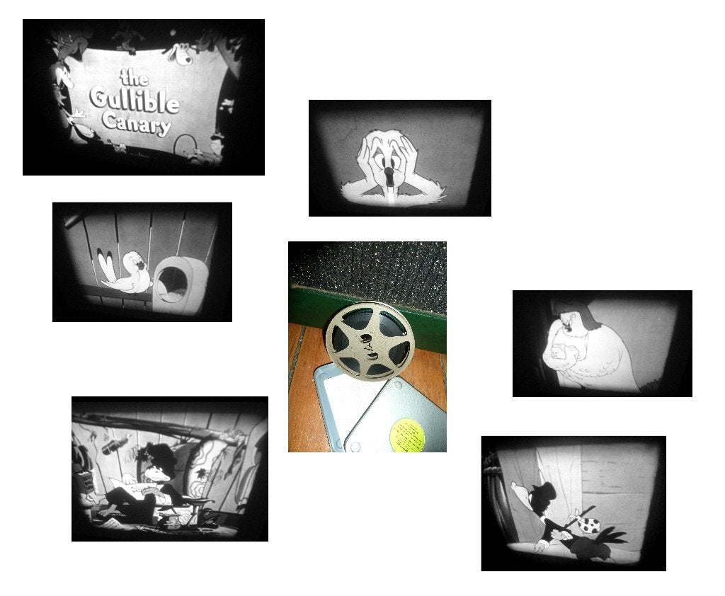 8mm film cartoon N8 THE GULLIBLE CANARY 1942 - zw/w, Audio, Tv en Foto, Filmrollen, Ophalen of Verzenden, 8mm film