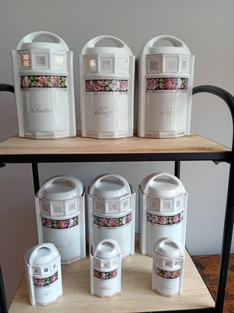 Vintage voorraadpotten set - Suiker, Koffie, Thee en meer, Antiek en Kunst, Ophalen of Verzenden