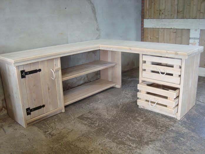 bureau van gebr steigerhout, Ophalen of Verzenden, Nieuw, Hout