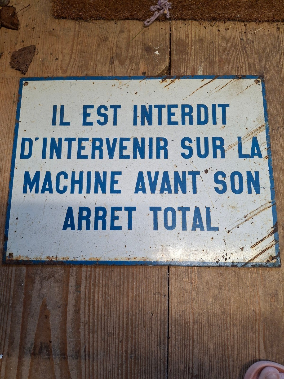 IJzeren bord verkeersbord Frans industrieel brocante, Antiek en Kunst, Ophalen of Verzenden