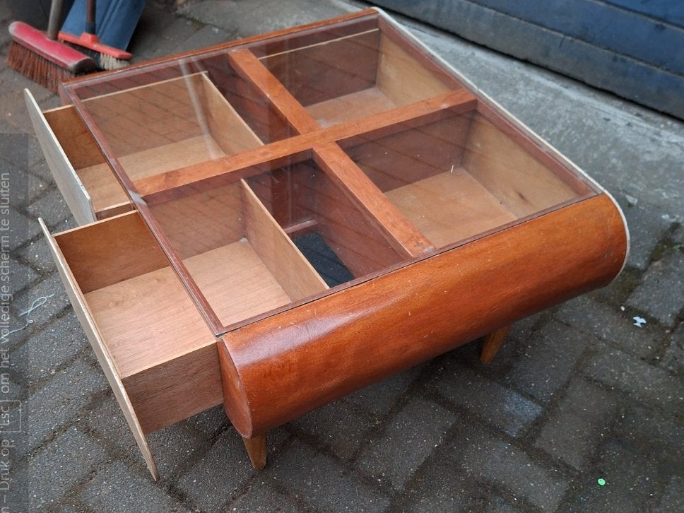 LADEKASJE + HANGKAPSTOKKEN, Huis en Inrichting, Ophalen, Glas, 50 tot 100 cm, Zo goed als nieuw