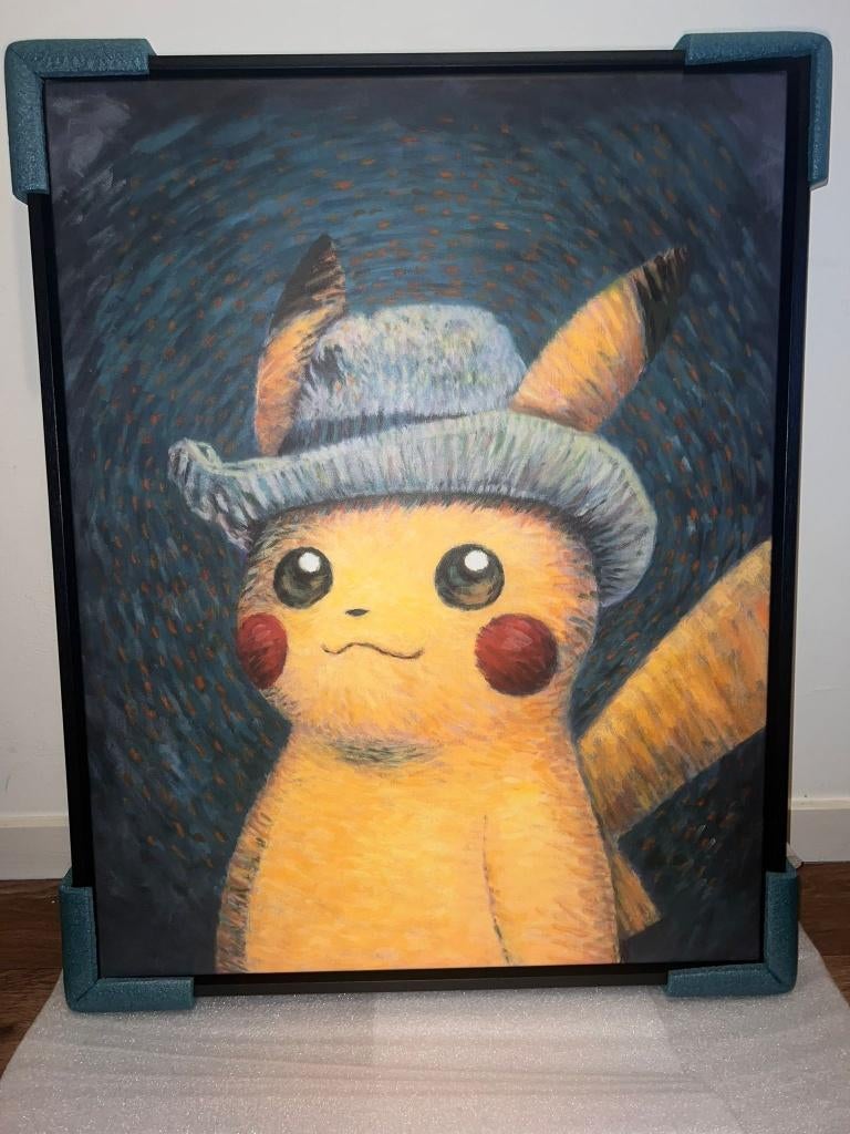 Pikachu Van Gogh Canvas XL (95x75 cm) – Incl. Frame, Hobby en Vrije tijd, Verzamelkaartspellen | Pokémon, Ophalen of Verzenden