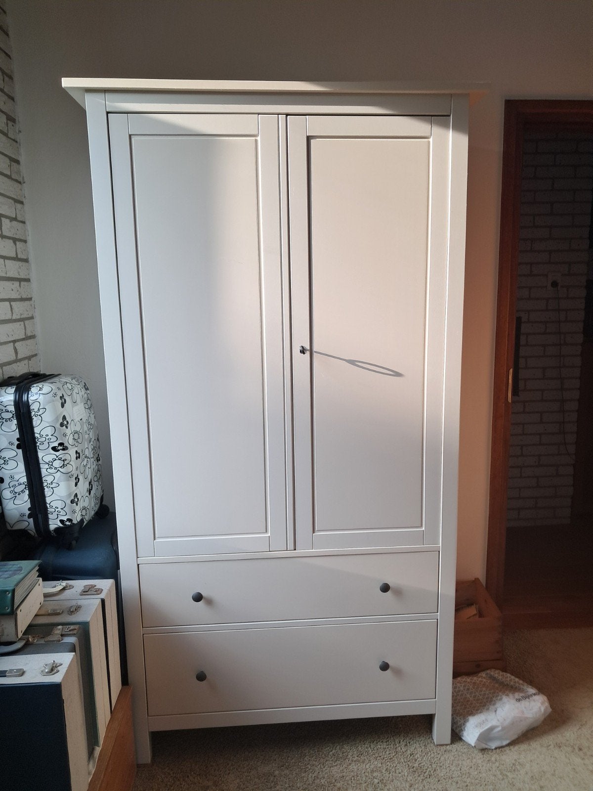 Witte Ikea kledingkast met hanggedeelte en lades, 200 cm of meer, 50 tot 100 cm, Zo goed als nieuw, Overige houtsoorten