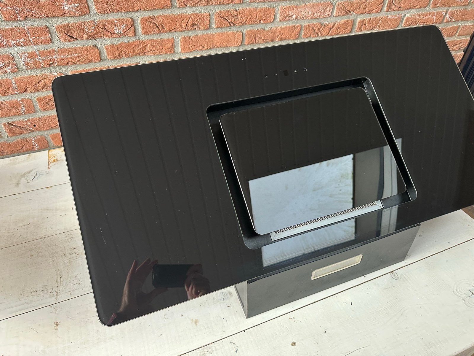 Pelgrim Afzuigkap - Zwart Glas Design, Ophalen, Gebruikt, Inbouw, Vlakschermkap