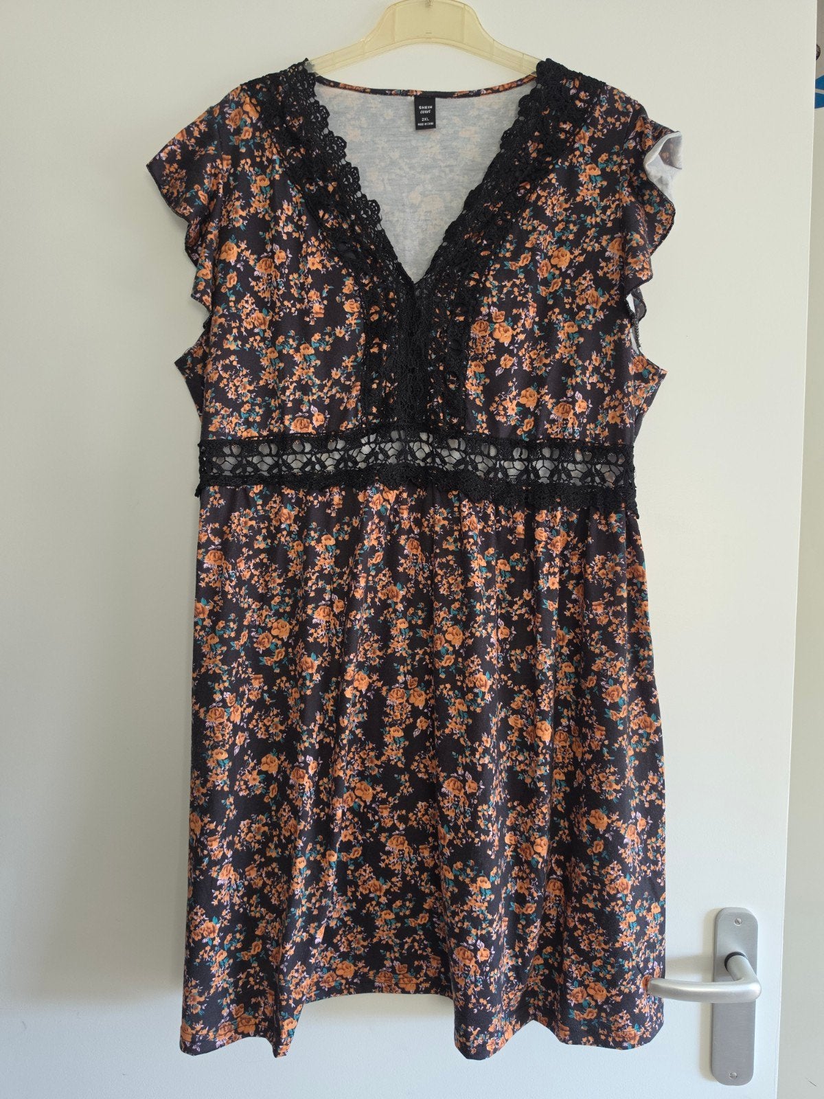 Jurkje met kanten details Shein Curve maat 2XL, Zwart, Maat 46/48 (XL) of groter, Ophalen of Verzenden, Shein Curve