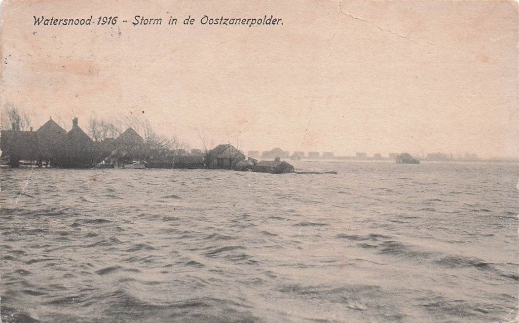 703-057-003 Watersnood 1916 Storm in de Oostzanerpolder, Verzenden, Voor 1920, Noord-Holland