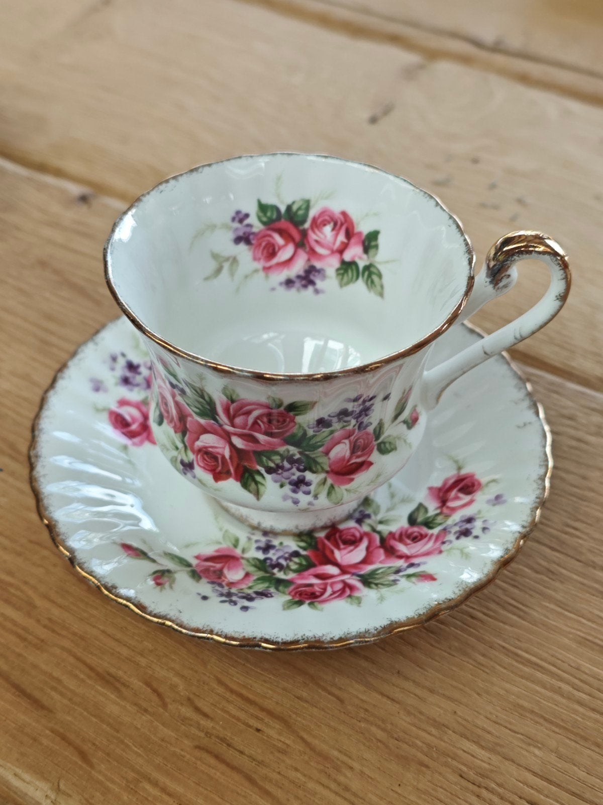 Paragon kop en schotel met rozenmotief, Fine Bone China, Antiek en Kunst, Ophalen of Verzenden