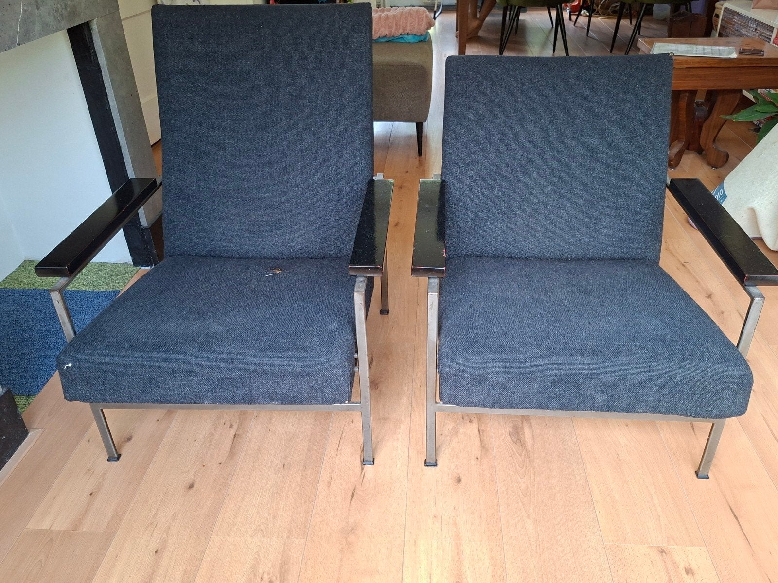 Gelderland heren- en damesfauteuil – Vintage Dutch Design –, Ophalen, Gebruikt, Zwart, Stof