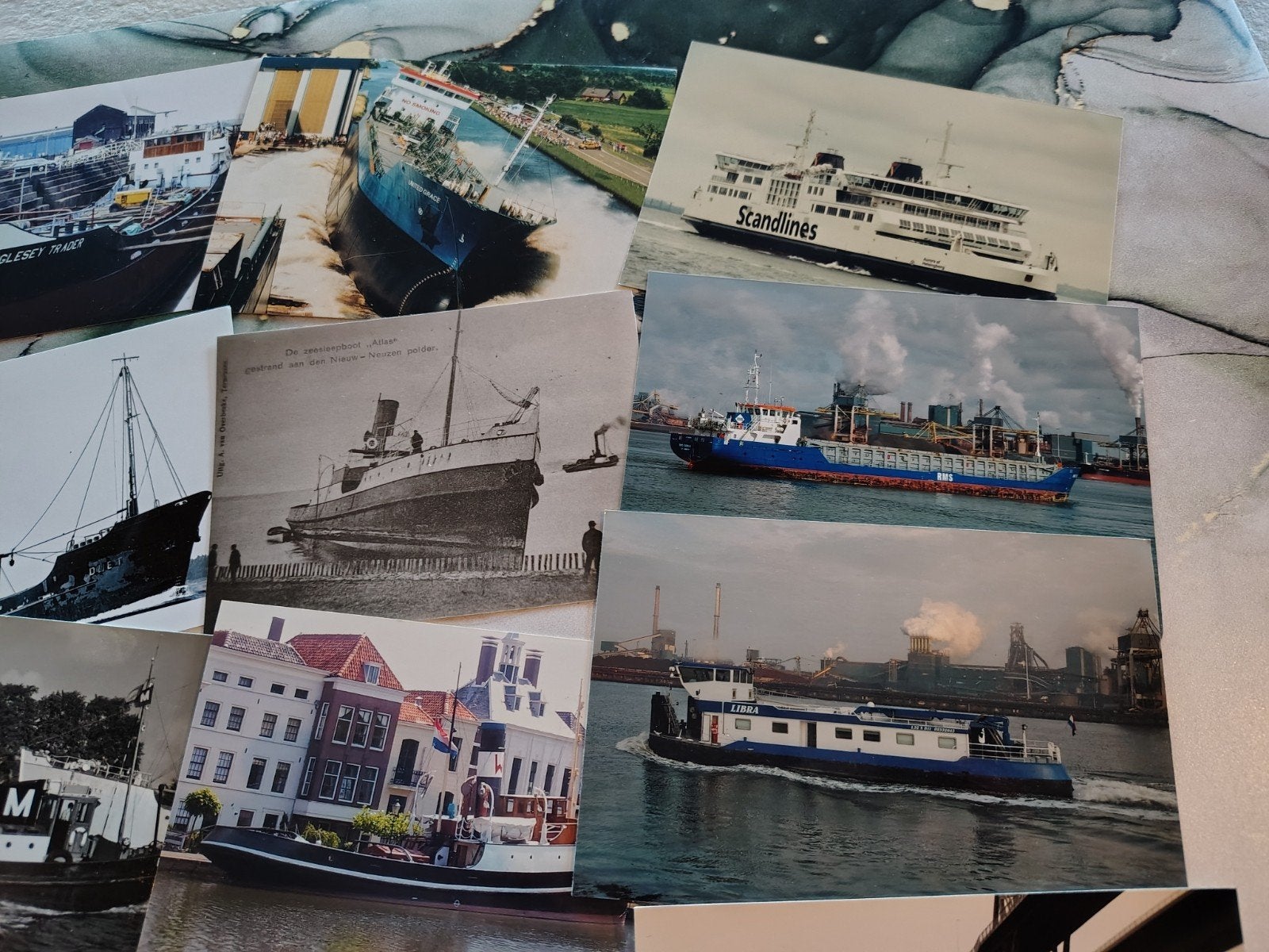 Partij foto kaarten van schepen boten kotters, Ophalen of Verzenden