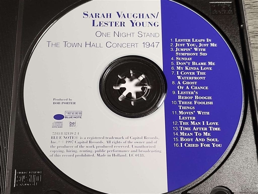 Sarah Vaughan, Lester Young - One Night Stand, Ophalen of Verzenden, Zo goed als nieuw, Jazz