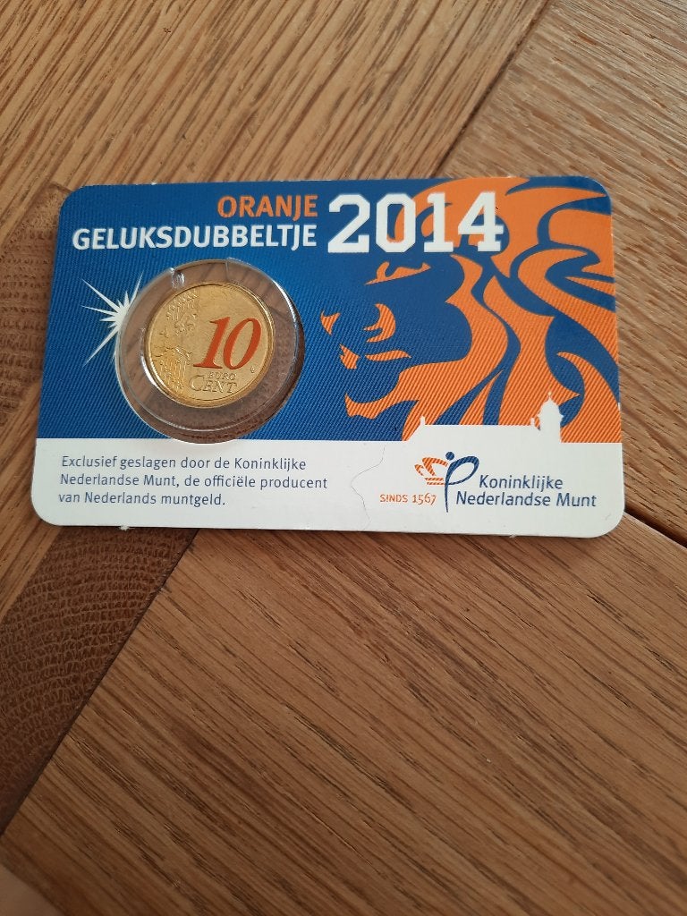 Geluksdubbeltje oranje 2014. In perfecte staat in verpakking, Ophalen of Verzenden, Koningin Beatrix