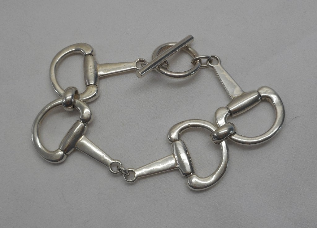 Zilveren massieve Paardenbit armband met staafslot nr.771, Verzenden, Zo goed als nieuw, Zilver, Zilver