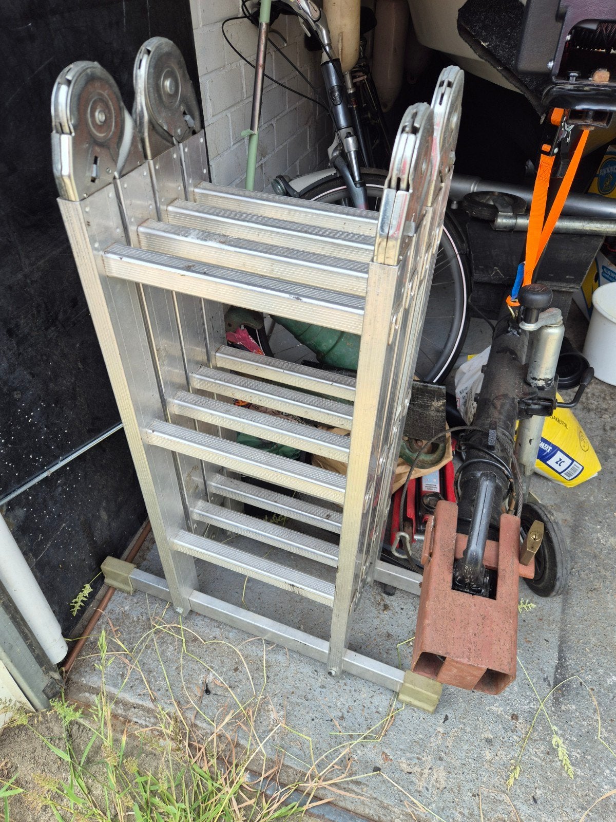 Excelsior Opvouwbare Aluminium Ladder - 4x3 Sporten, Ophalen of Verzenden, Gebruikt, 4 meter of meer