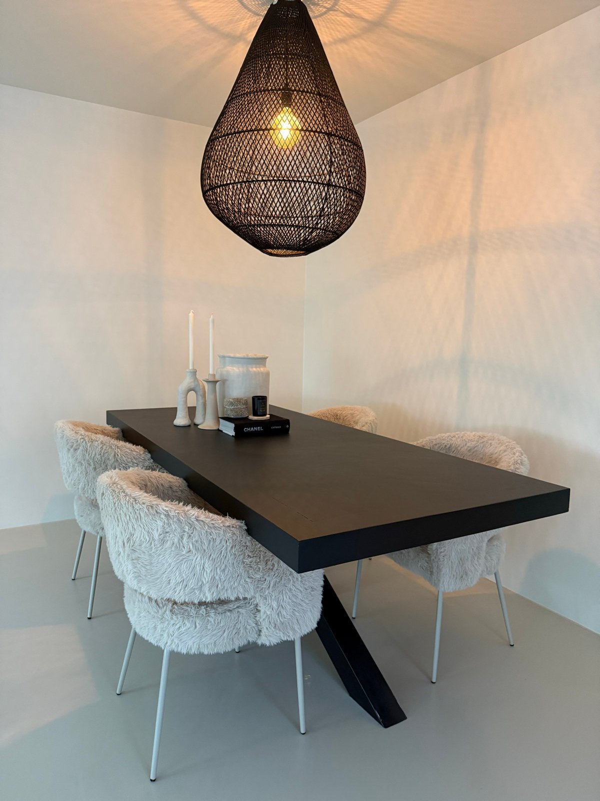 Visgraat Eetkamertafel Zwart - 200x100x80 cm, Ophalen, Gebruikt, 100 tot 150 cm, Vijf personen of meer