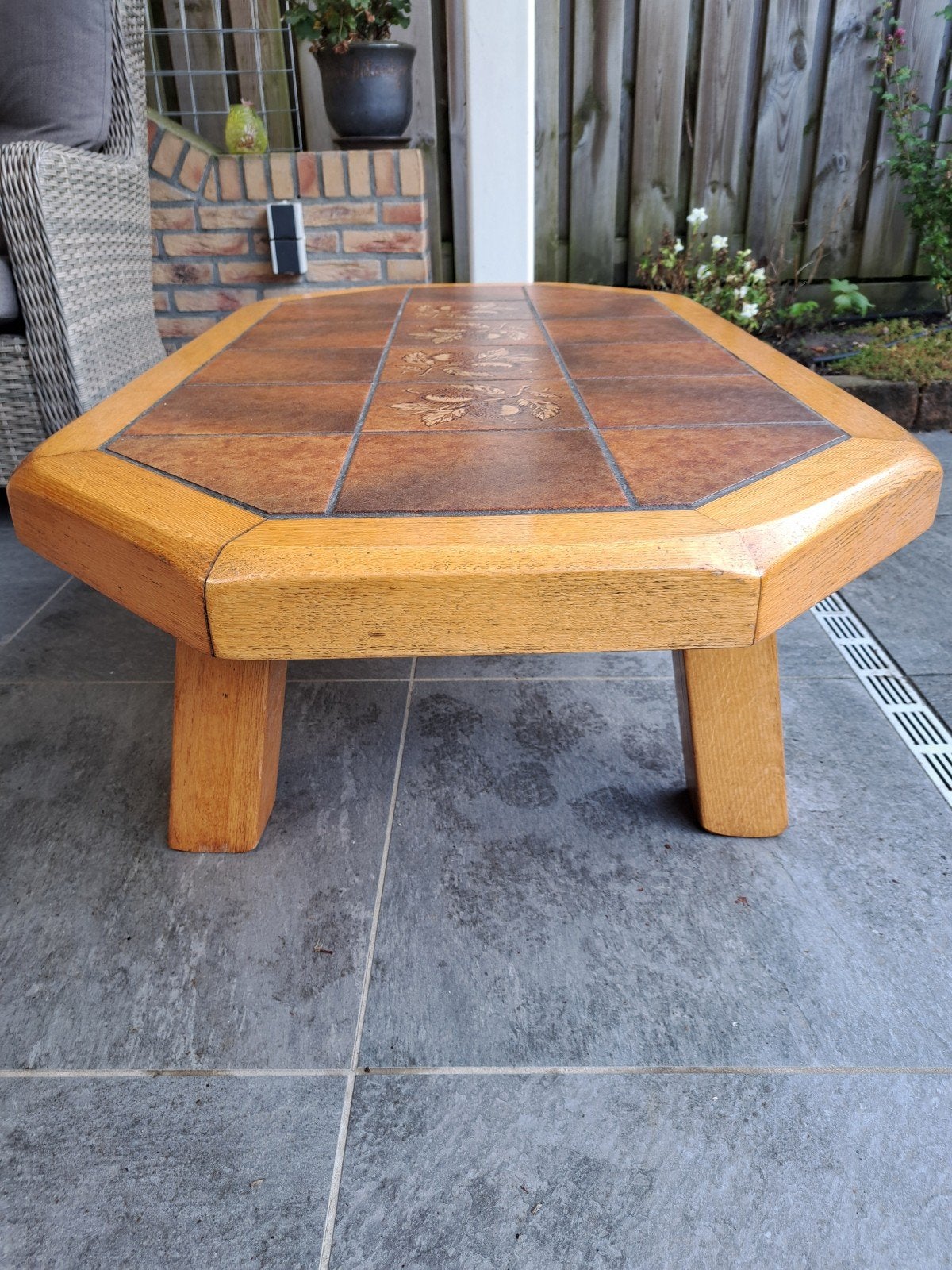 Licht eiken salontafel, Ophalen, Gebruikt, 100 tot 150 cm, 50 tot 100 cm