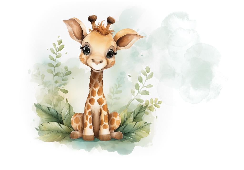 Kleine Giraffe fotobehang Babykamer vinyl en vlies behang, Verzenden, Nieuw, Wanddecoratie