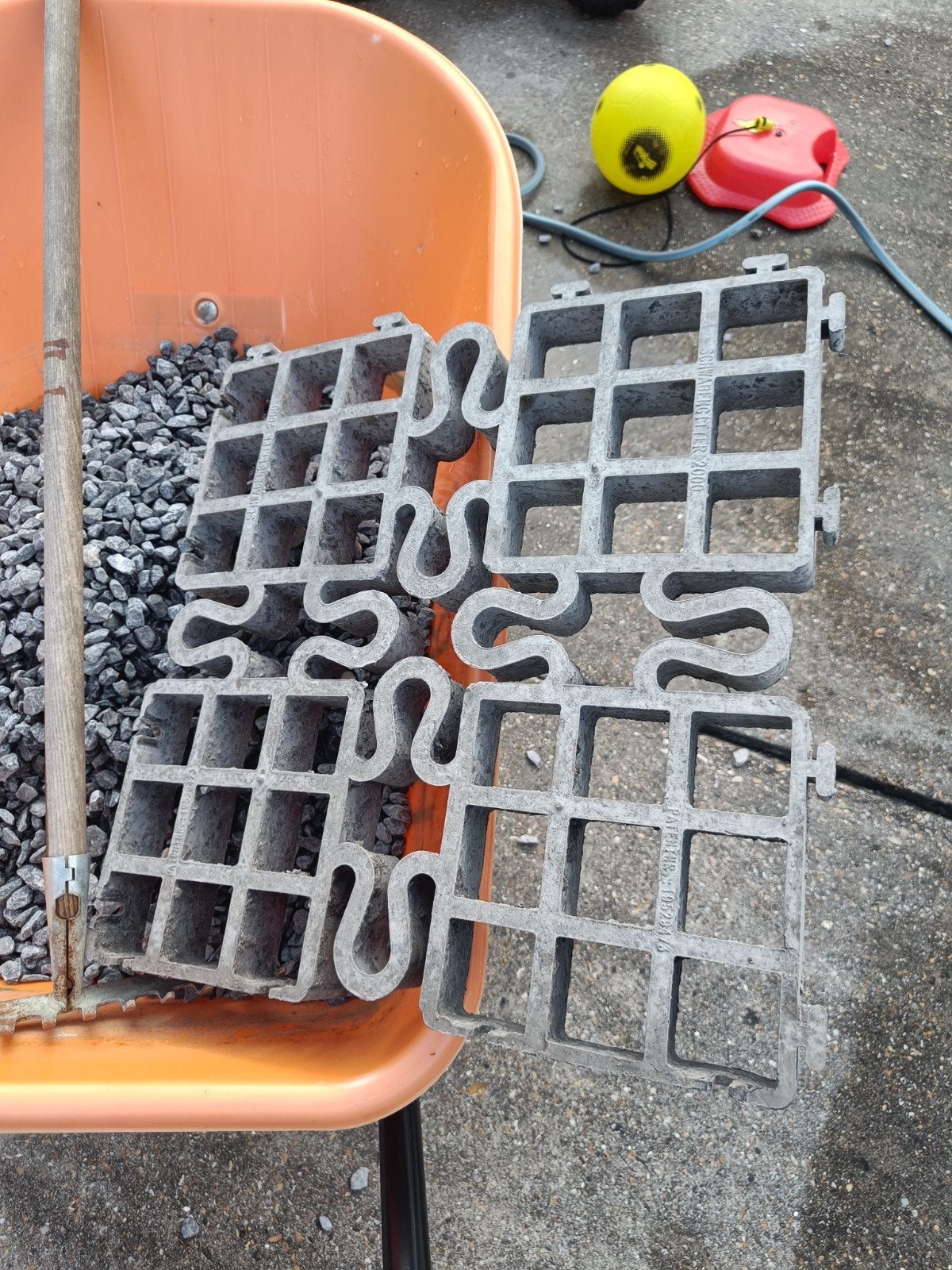 Koppelbare grindplaten 50x50cm, 6 stuks, Tuin en Terras, Grind, Keien en Split, Ophalen, Gebruikt
