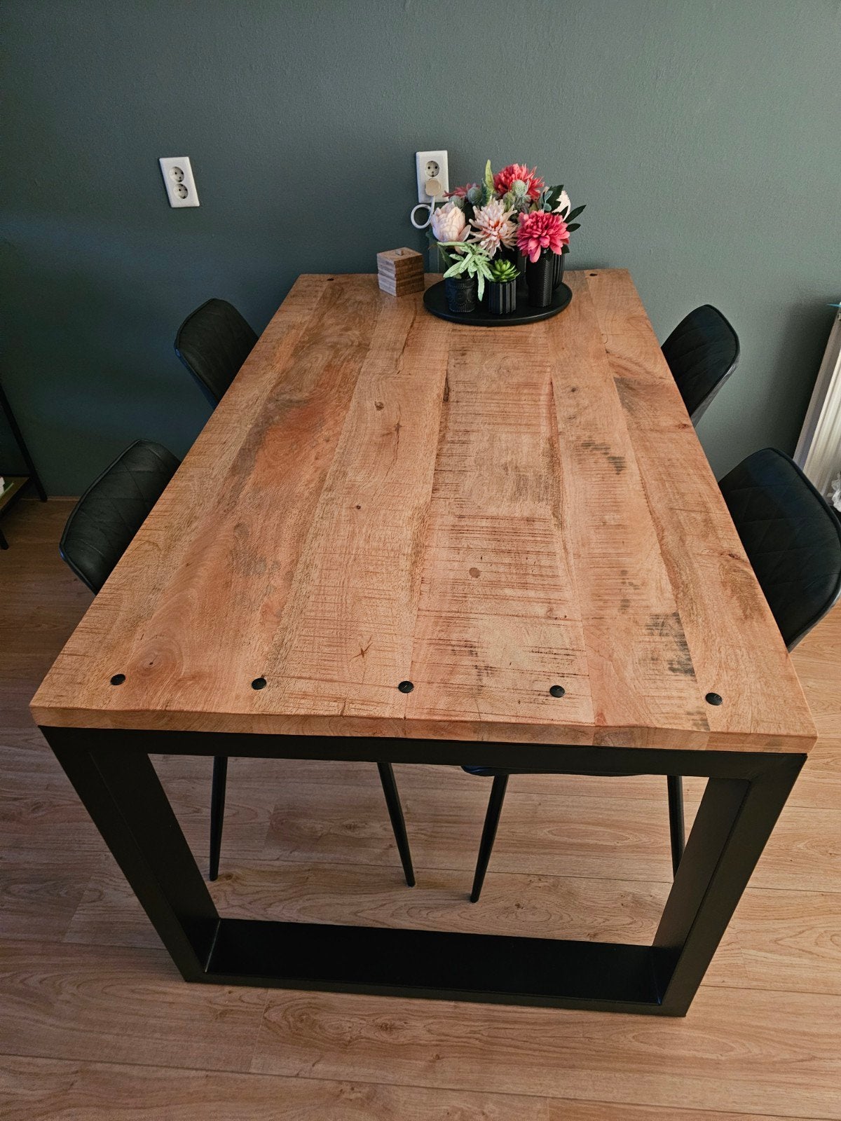 Mango houten eethoek tafel 160x90, Ophalen, 50 tot 100 cm, Zo goed als nieuw, 150 tot 200 cm
