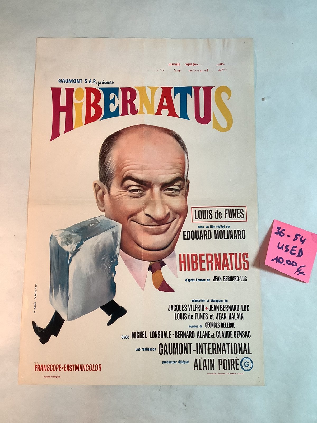 HIBERNATUS   FILMPOSTER   36-54 cm  louis de funes   Used, Ophalen of Verzenden, Zo goed als nieuw, Deurposter of groter, Film en Tv