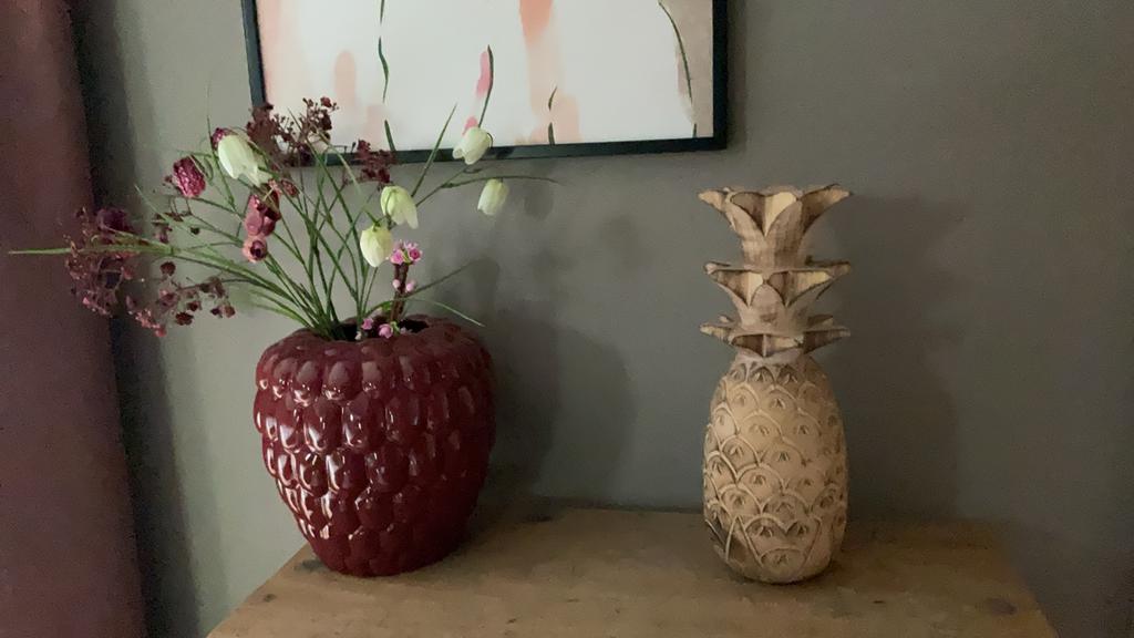 Ananas massief houten decoratie, Ophalen, Zo goed als nieuw