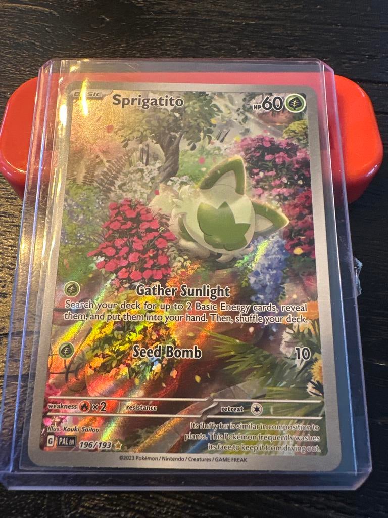 Pokémon kaart Sprigatito PAL 196/193, Ophalen of Verzenden, Zo goed als nieuw, Overige typen