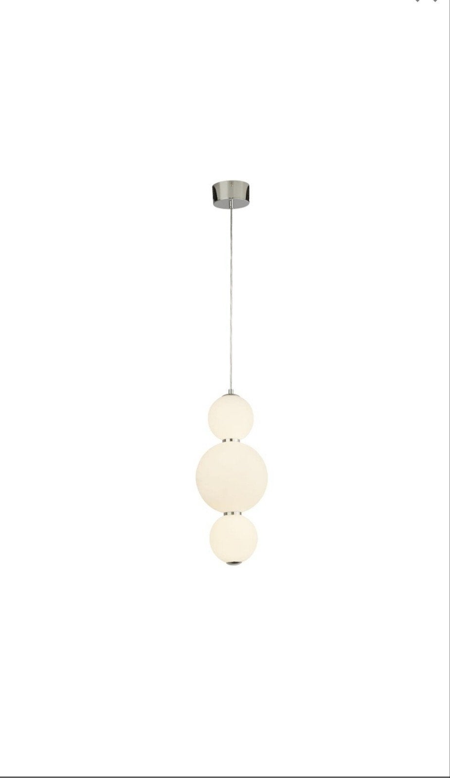 Searchlight Snowball 3L Hanglamp Chroom & Opaal Glas, Huis en Inrichting, Ophalen, Nieuw, Glas, Modern, Hedendaags