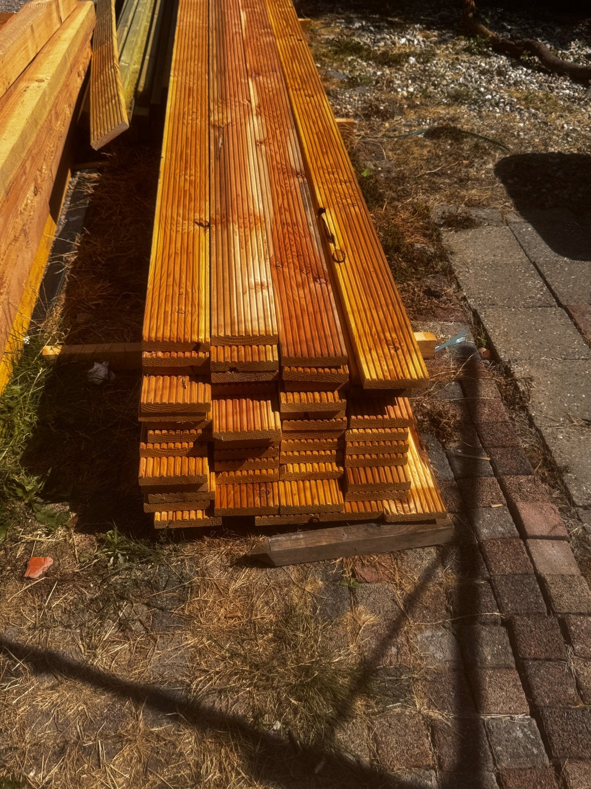 49x Douglas vlonderplanken 28x145 5m lang, Ophalen, 25 tot 50 mm, Nieuw, Plank