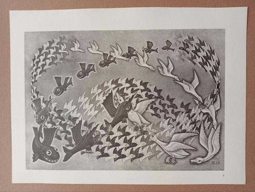 M.C.Escher offset prent druk 1957, Ophalen of Verzenden