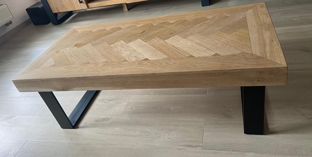 Salontafel hout/metaal visgraat, Ophalen, Gebruikt, 100 tot 150 cm, 50 tot 100 cm