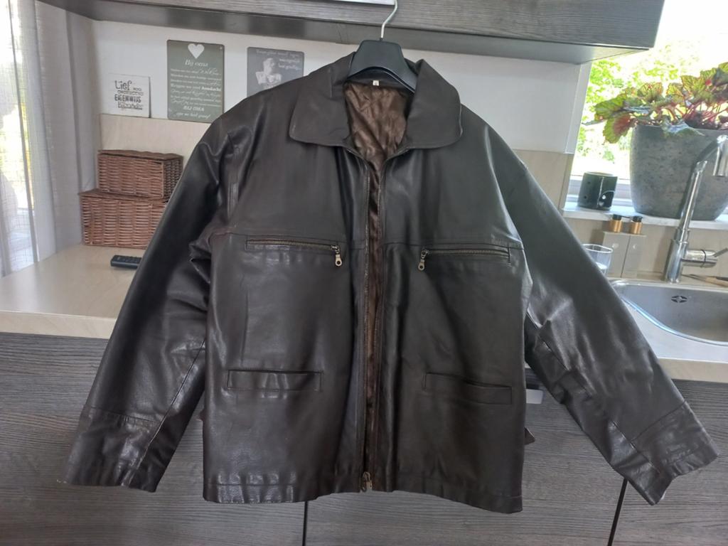Heren jas echt leder, Ophalen of Verzenden, Zo goed als nieuw, Maat 52/54 (L), Bruin