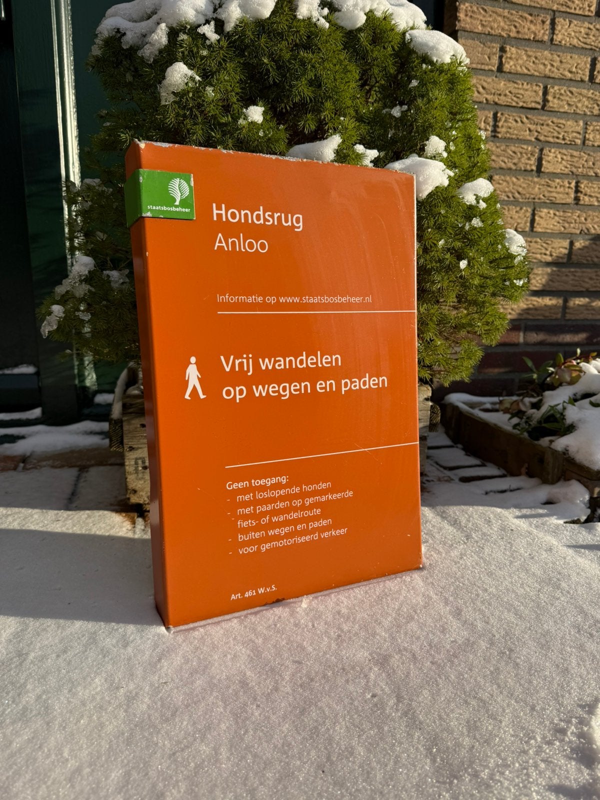Hondsrug anloo drenthe staatsbosbeheer bord vrij wandelen, Ophalen of Verzenden