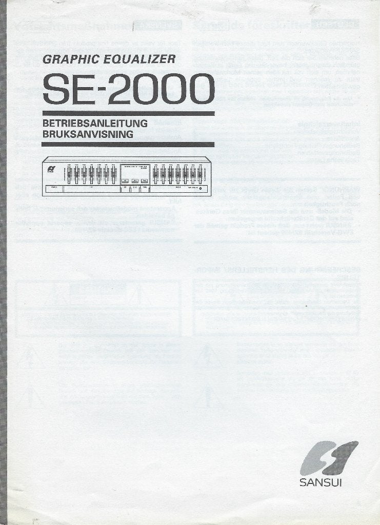 HANDLEIDING (PDF) DUITS-Anleitung= Sansui Equalizer- SE-2000, Muziek en Instrumenten, Effecten, Zo goed als nieuw, Volume, Overige typen