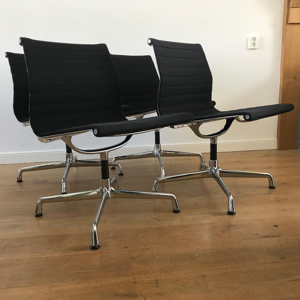 4 Vitra EA 105 107 stoel stoelen chroom vintage, Ophalen, Gebruikt, Zwart, Nvt