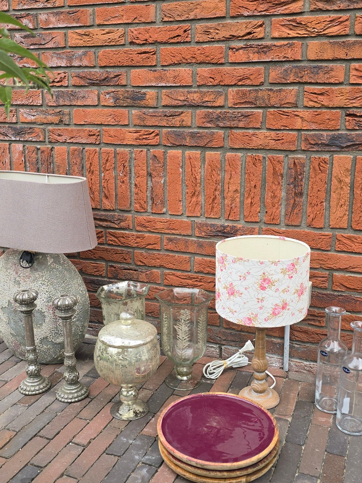 Heel kavel met landelijke spullen waaronder 2 lampen €20!!!, Ophalen, Paars, E27 (groot), Zo goed als nieuw
