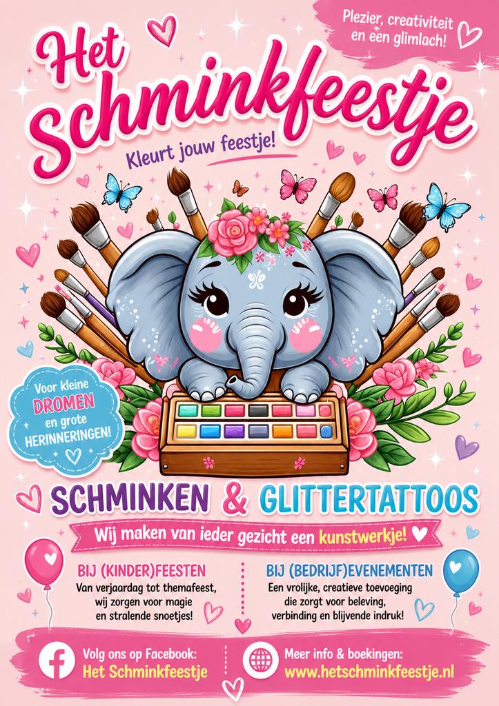 Schminken - glittertattoo kinderfeestje - evenement, Ophalen, Overige