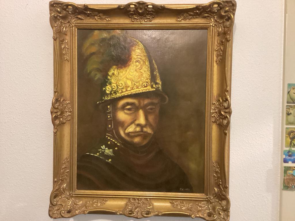 Portret van een man met helm, Ophalen of Verzenden